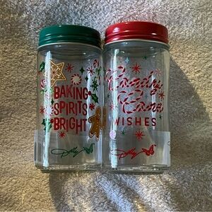 2 Dolly Parton DG CHRISTMAS Spice Jars BAKING SPRITS BRIGHT CANDY CANE WISHES
